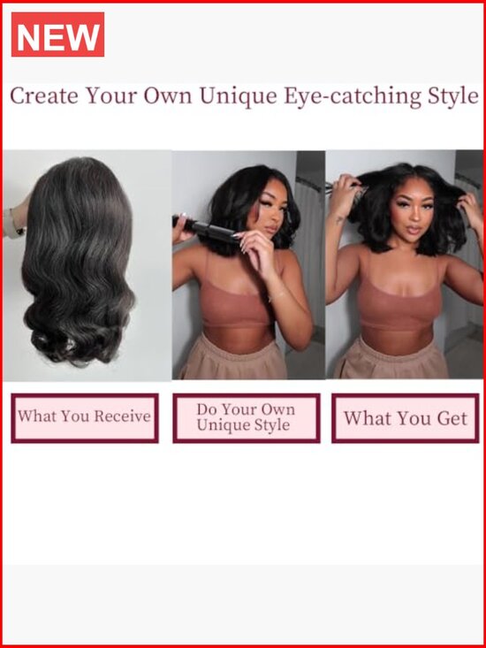 Bob Wig Human Hair 13x4 Frontal Lace Wig 14 Inch Body Wave 180% Density Pre